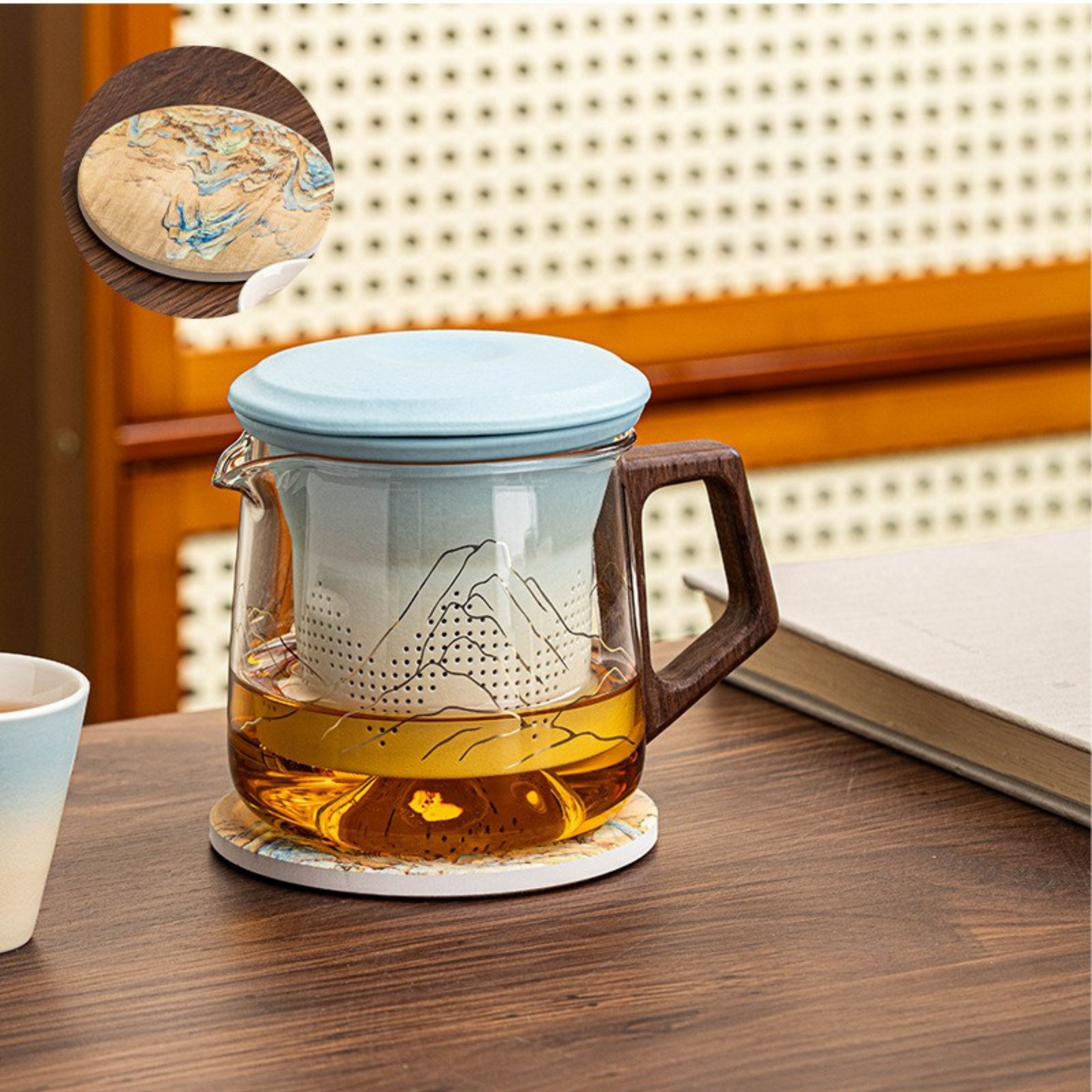 Rivers & Mountains Gongfu Tea Set – Glass Teapot & 4 Ceramic Cups