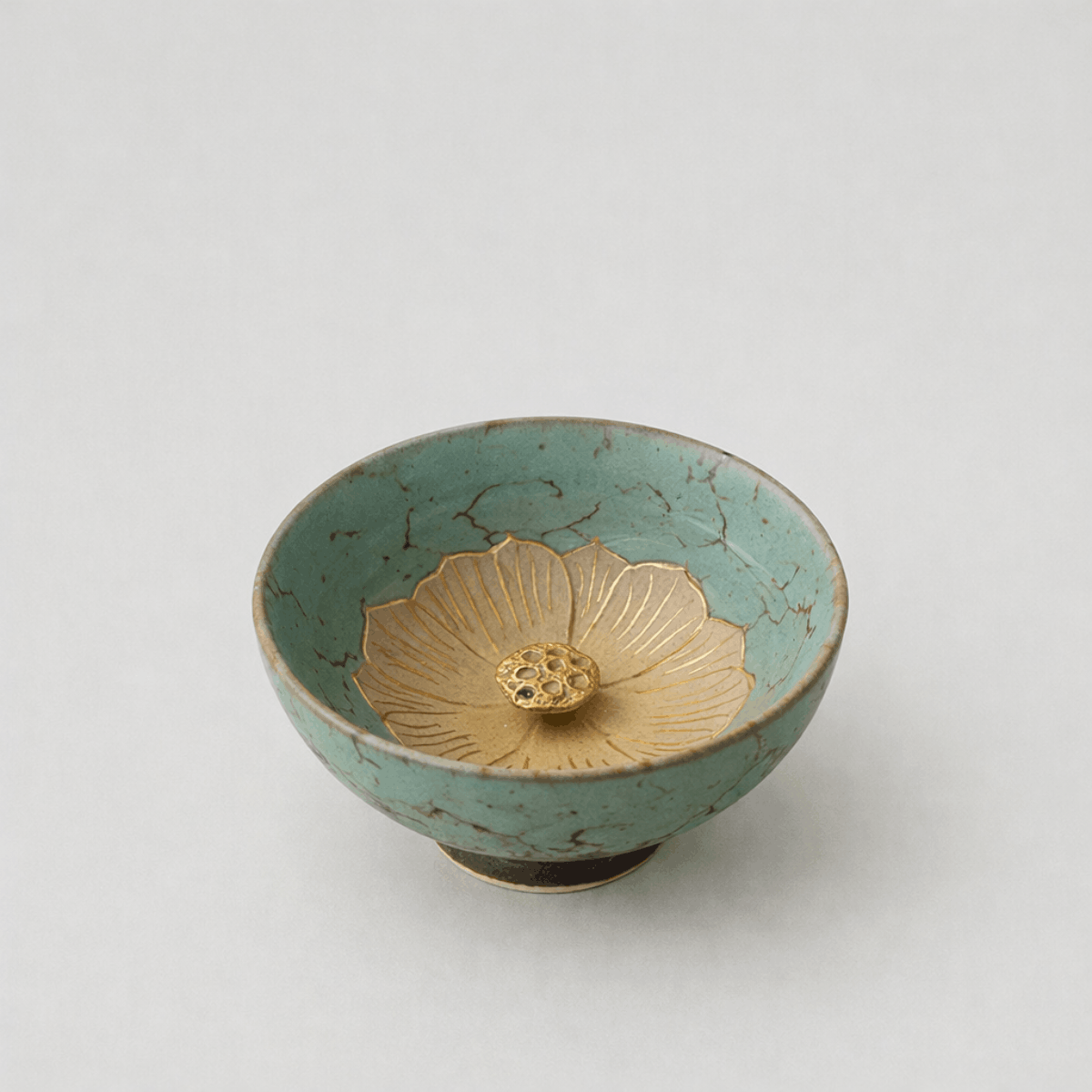 Moss-Jade Celadon Lotus Teacup