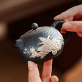 Obsidian Silver Zisha – Peony Xishi Teapot