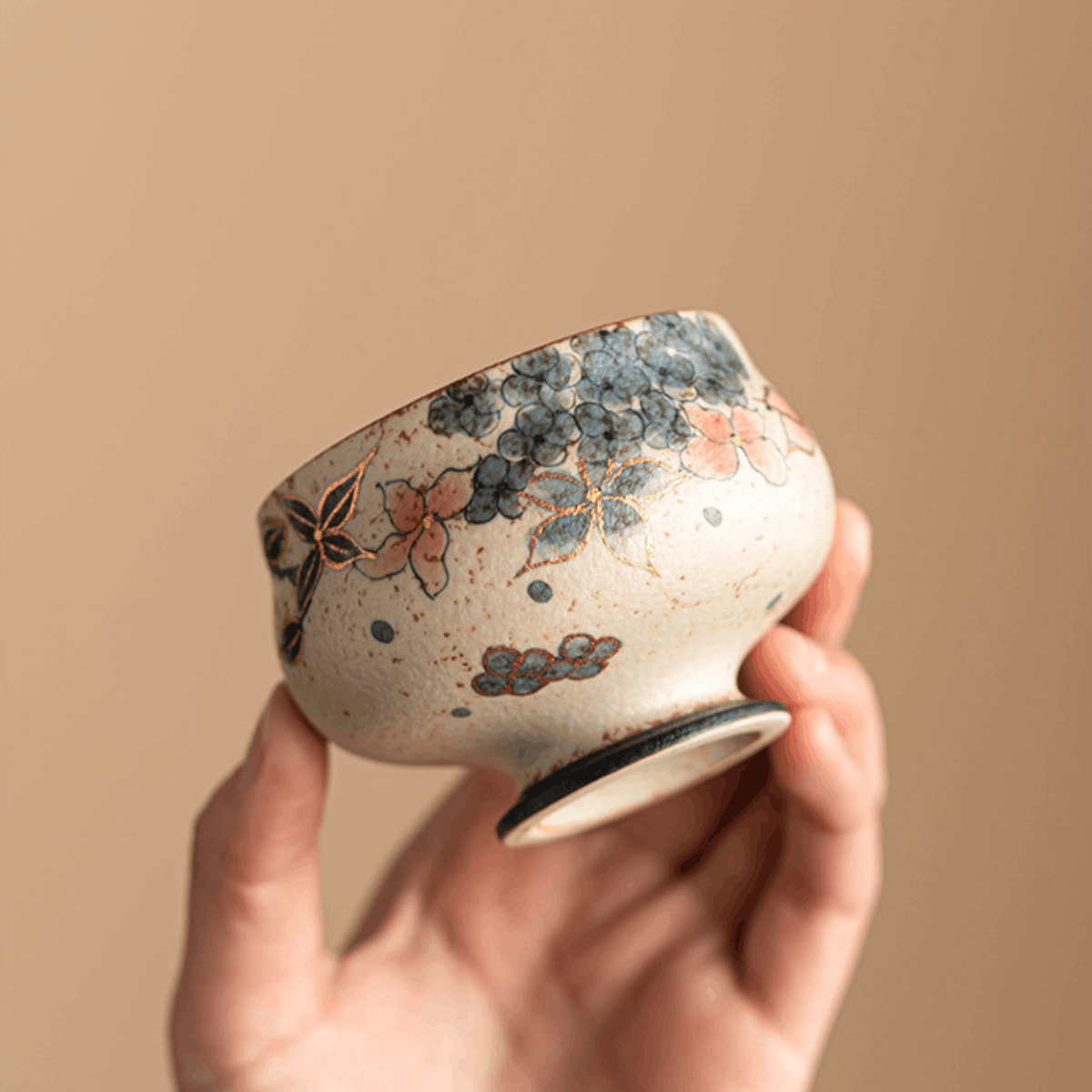 Golden Hydrangea — Tall Footed Round Teacup