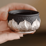 Obsidian Silver Zisha – Lotus Arhat Cup