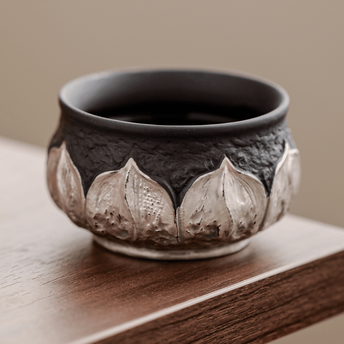 Obsidian Silver Zisha – Lotus Arhat Cup