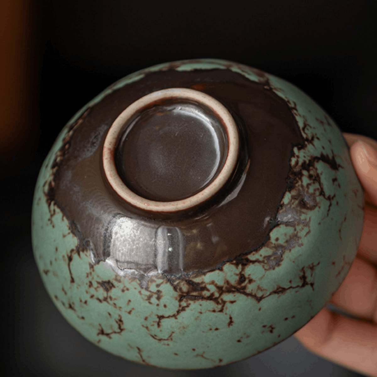 Moss-Jade Celadon Lotus Teacup