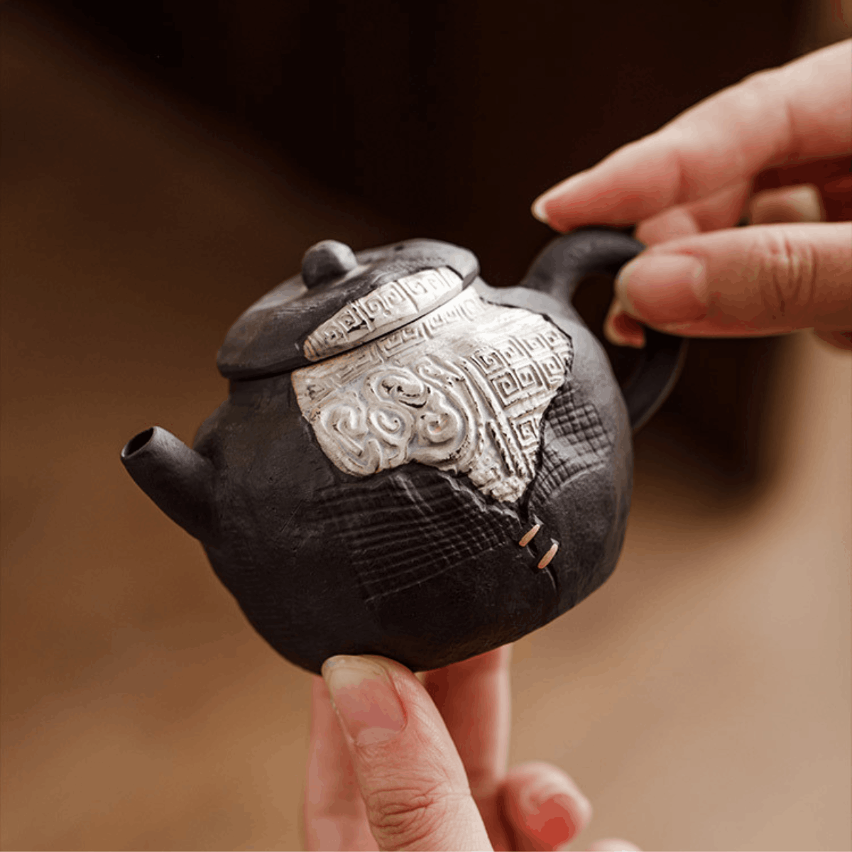 Obsidian Silver Zisha – Huiwen General Teapot