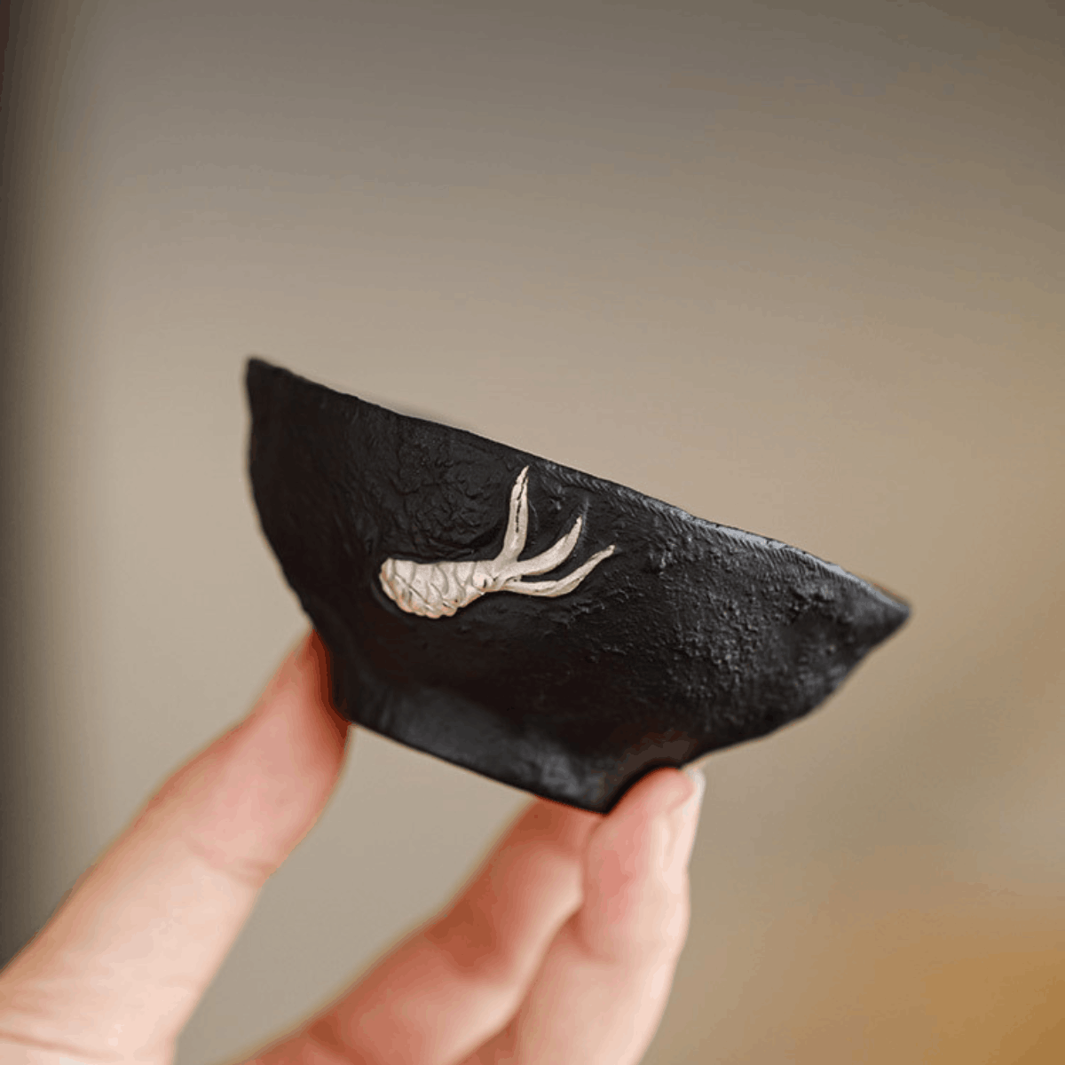 Obsidian Silver Zisha – Coiled Dragon Tea Bowl Cup