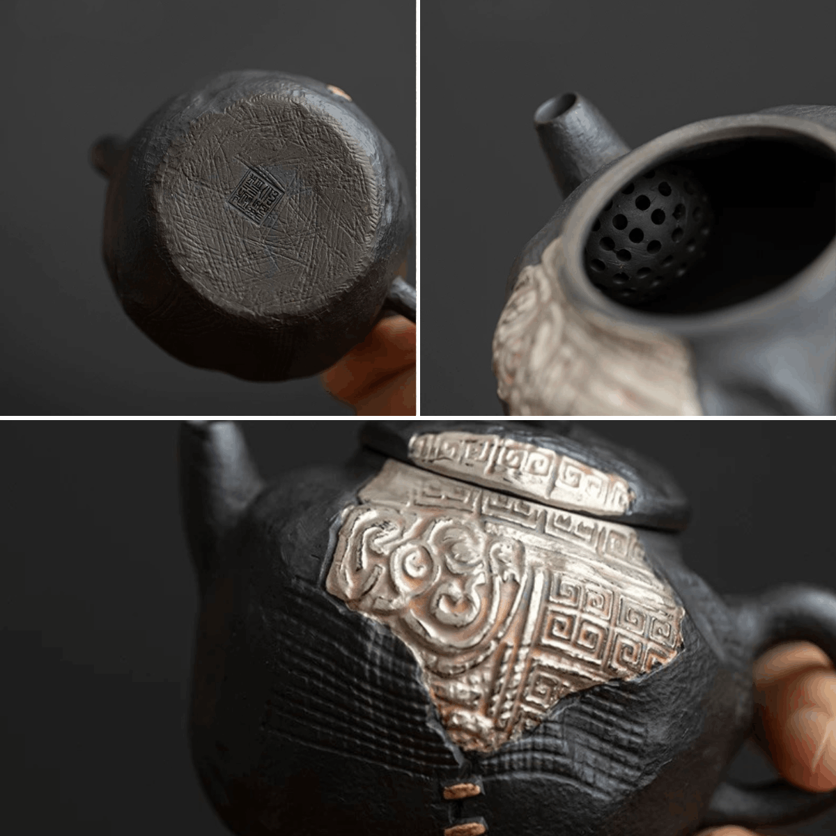 Obsidian Silver Zisha – Huiwen General Teapot