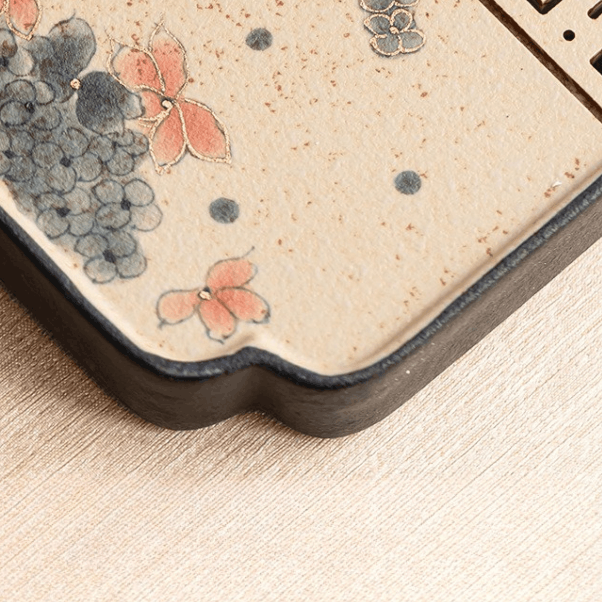 Golden Hydrangea — Square Ceramic Teapot Stand
