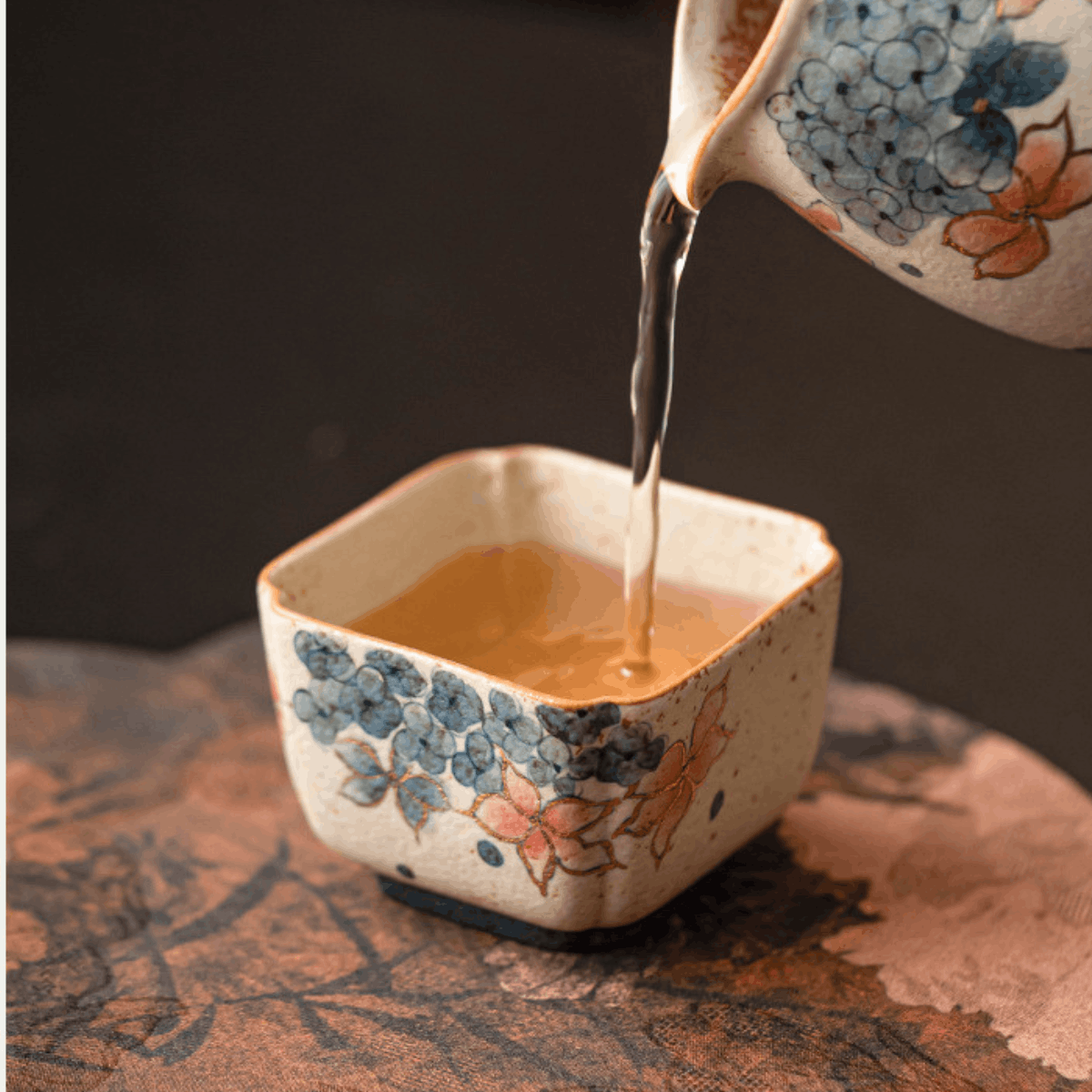 Golden Hydrangea — Square Teacup
