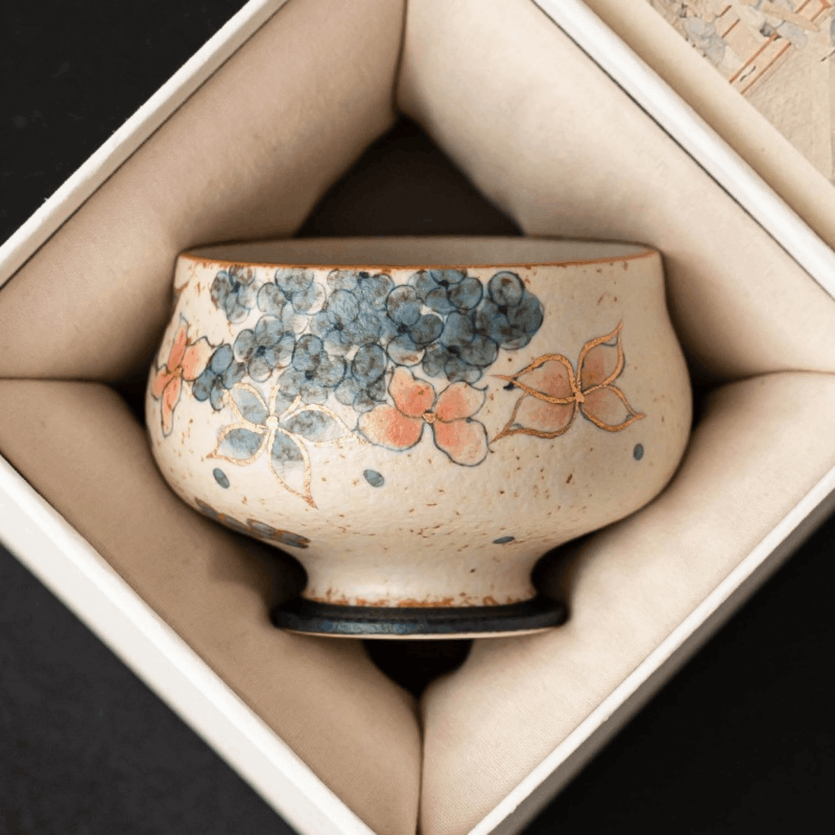 Golden Hydrangea — Tall Footed Round Teacup