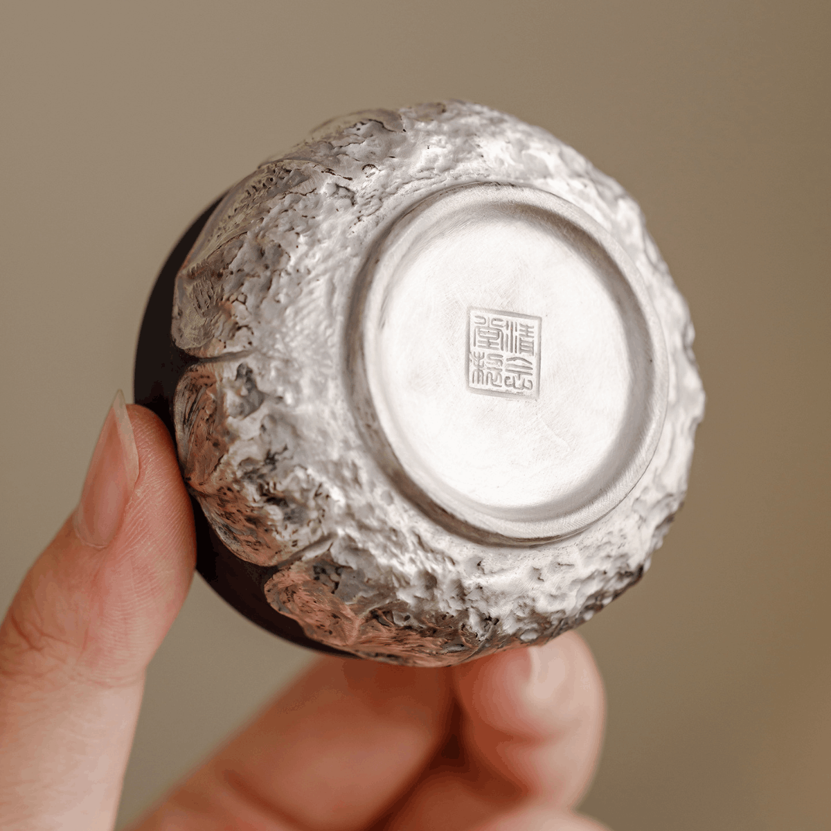 Obsidian Silver Zisha – Lotus Arhat Cup