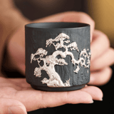 Obsidian Silver Zisha – Pine Cylindrical Teacup