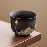 Obsidian Silver Zisha – Auspicious Lotus Teacup