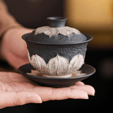 Obsidian Silver Zisha – Lotus Gaiwan Set
