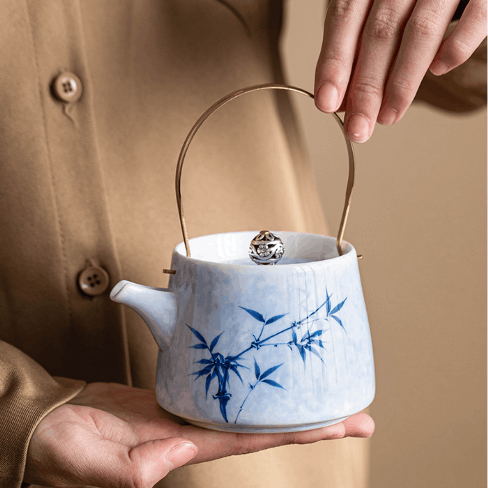 Ink Bamboo – Brass Handle Teapot