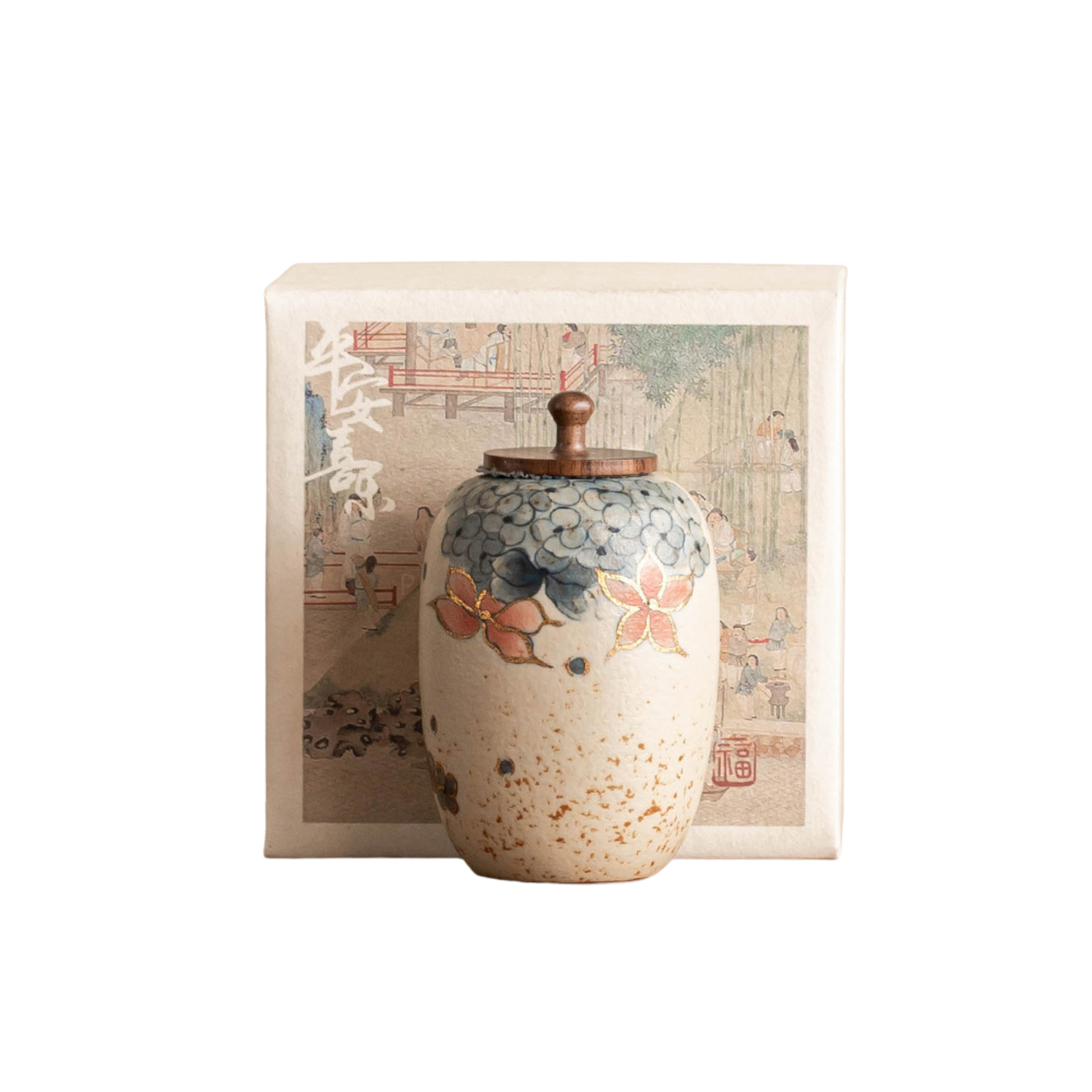 Golden Hydrangea – Ceramic Tea Caddy