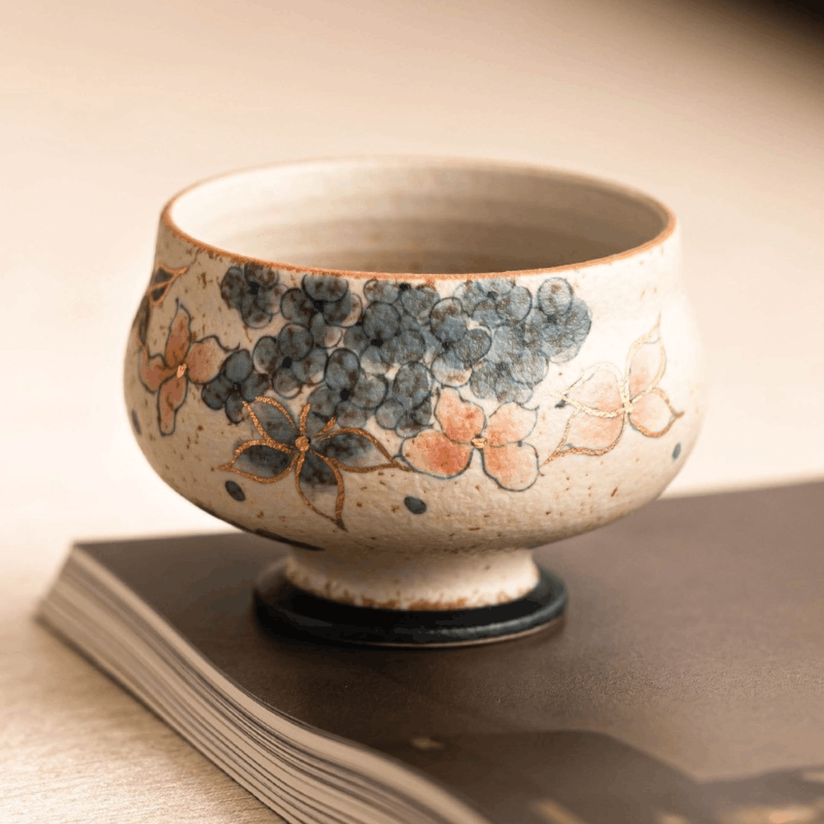 Golden Hydrangea — Tall Footed Round Teacup