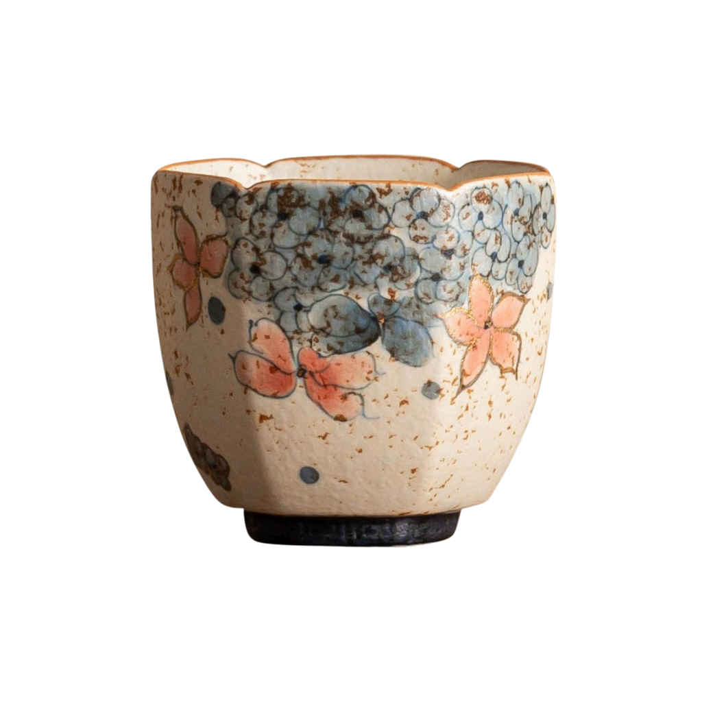 Golden Hydrangea – Hexagonal Ceramic Tea Cup