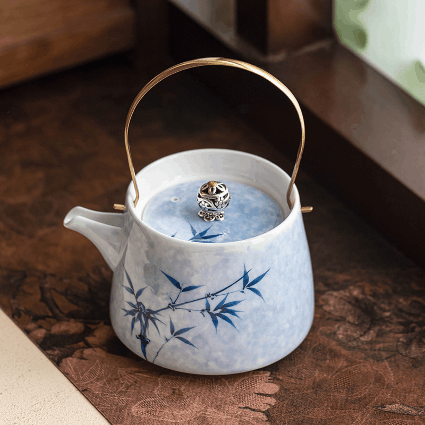Ink Bamboo – Brass Handle Teapot