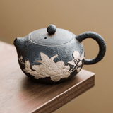 Obsidian Silver Zisha – Peony Xishi Teapot