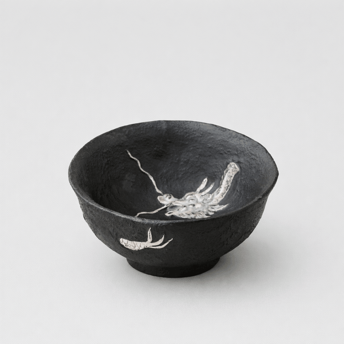 Obsidian Silver Zisha – Coiled Dragon Tea Bowl Cup