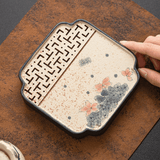 Golden Hydrangea — Square Ceramic Teapot Stand