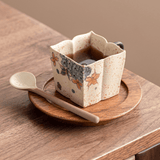 Golden Hydrangea — Square Petal-Rim Handled Mug