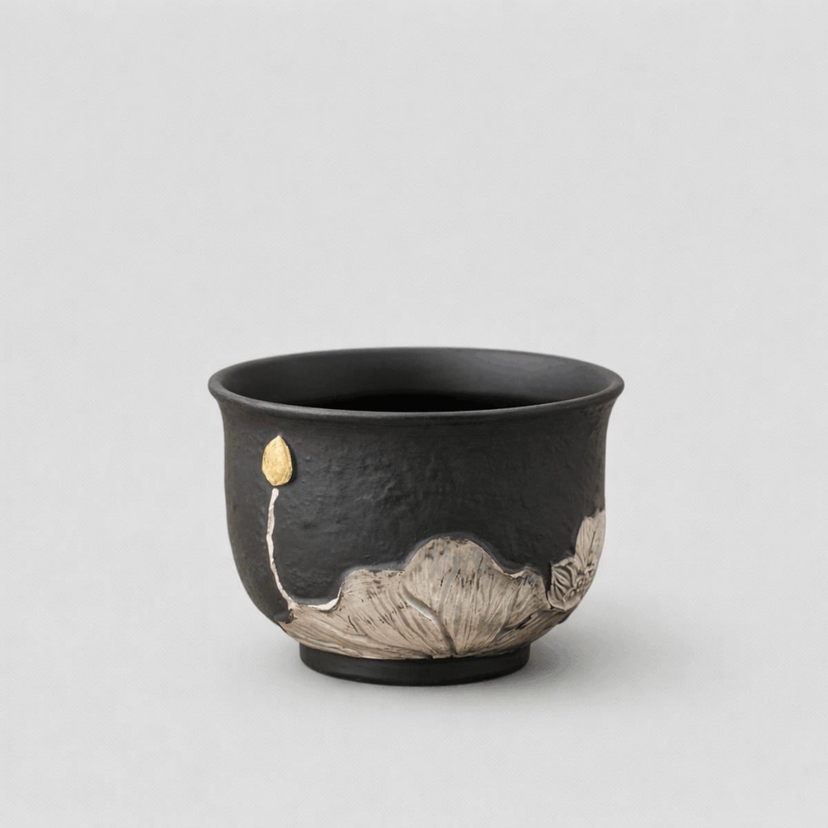 Obsidian Silver Zisha – Auspicious Lotus Teacup