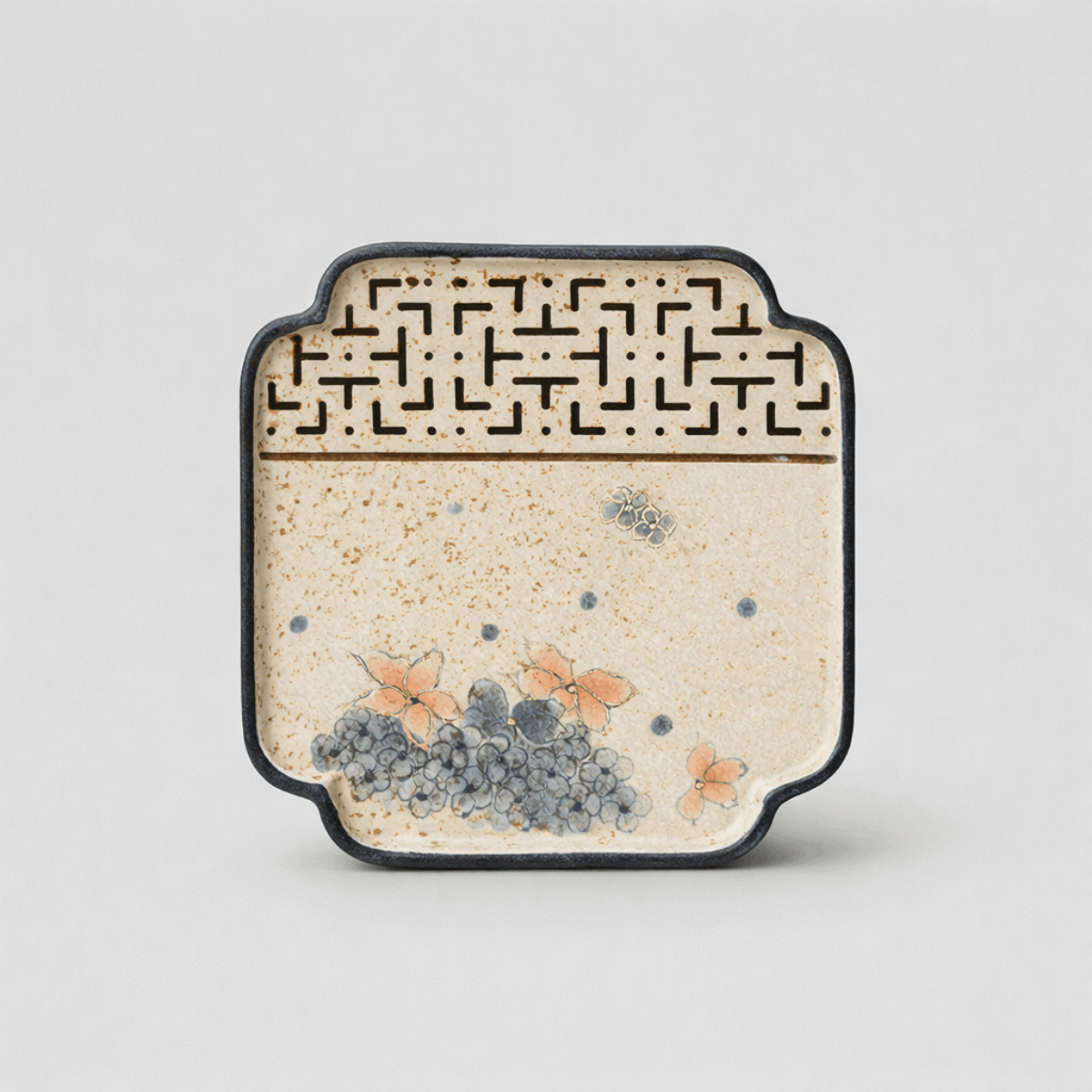 Golden Hydrangea — Square Ceramic Teapot Stand