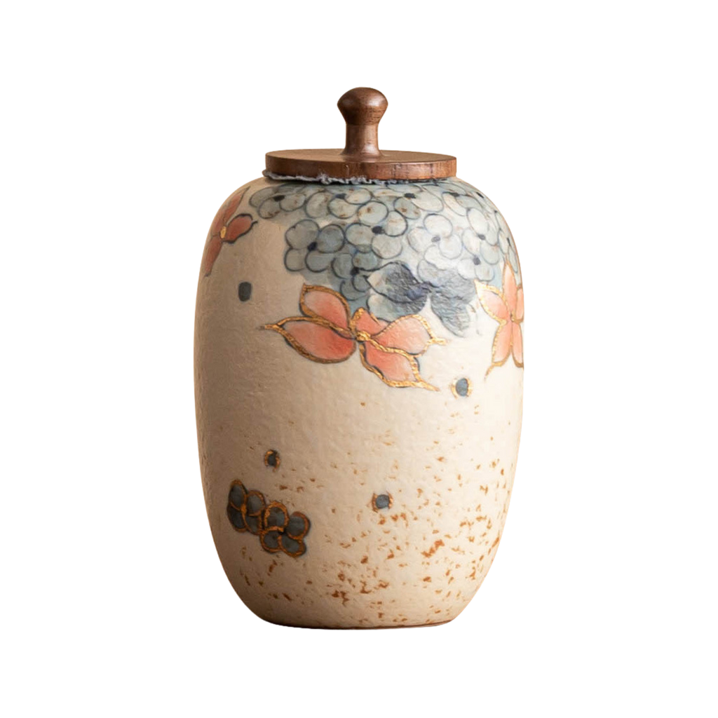 Golden Hydrangea – Ceramic Tea Caddy