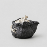 Obsidian Silver Zisha – Coiled Dragon Handgrip Teapot
