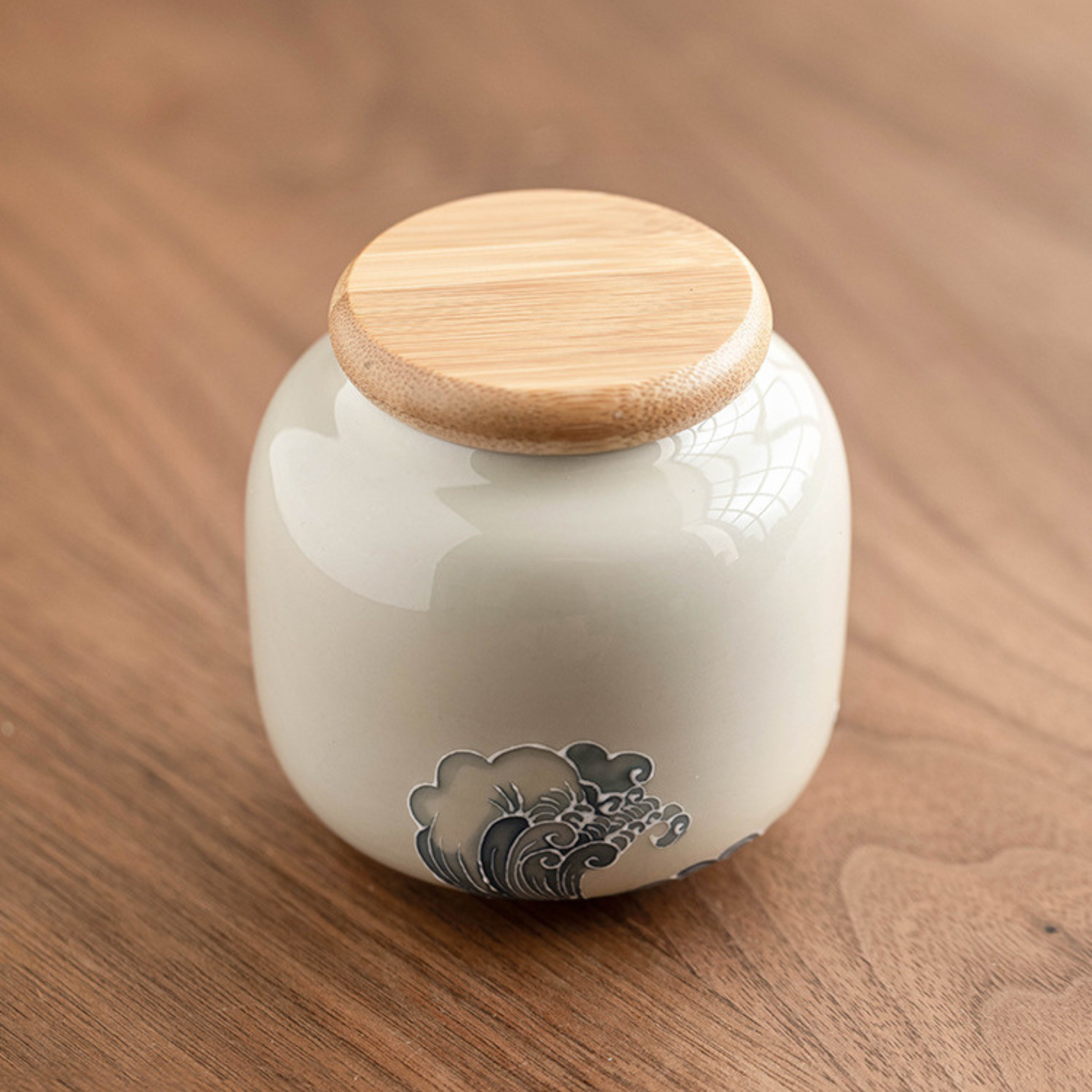 Relief Ocean Wave – Ceramic Tea Caddy