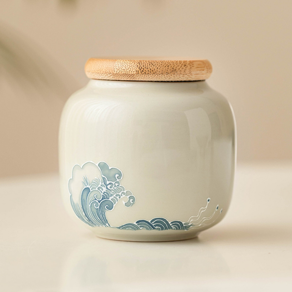 Relief Ocean Wave – Ceramic Tea Caddy