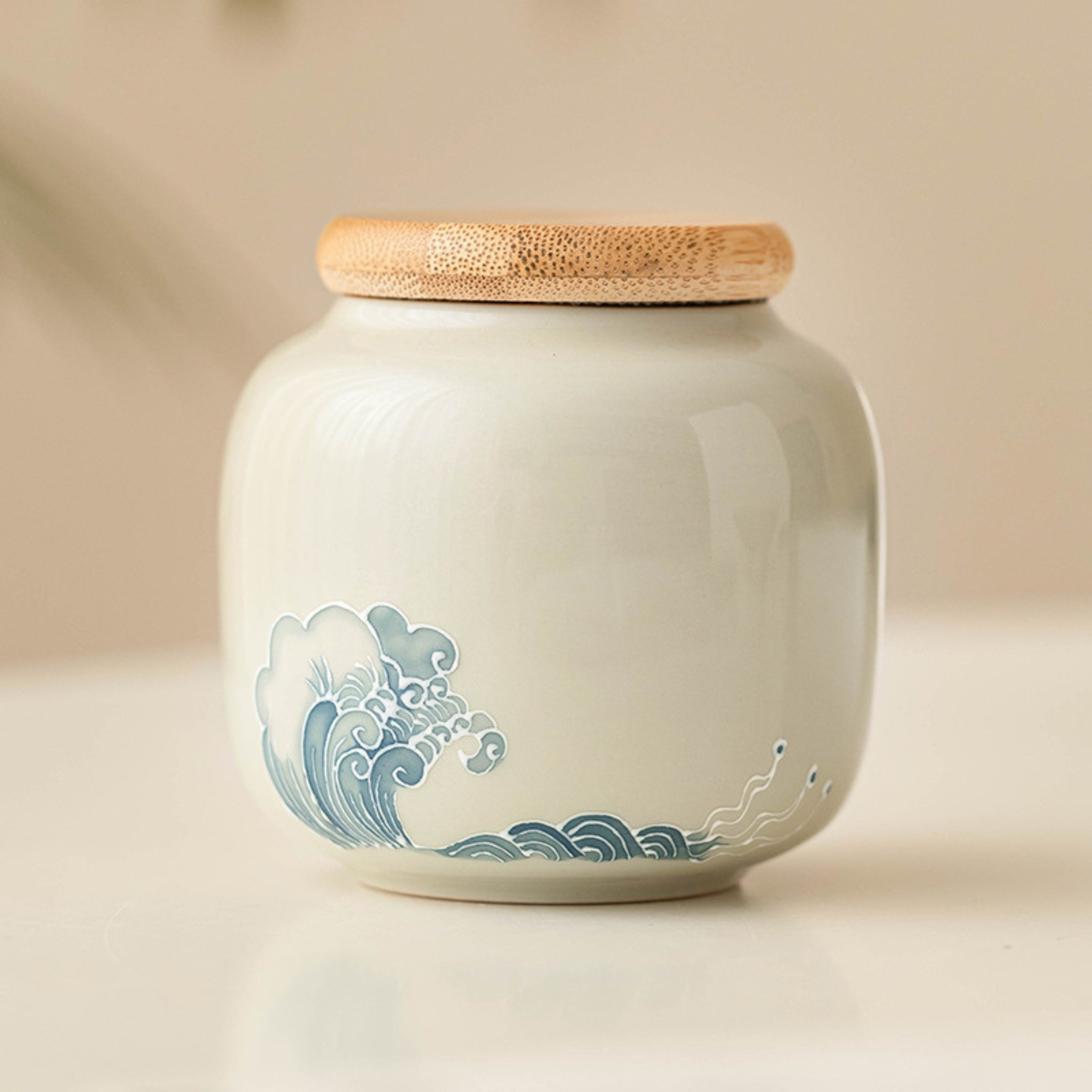 Relief Ocean Wave – Ceramic Tea Caddy